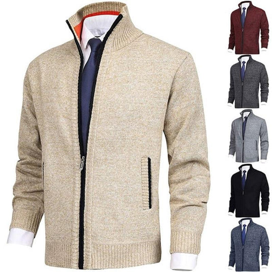 💥2024 Fall Sale 49% OFF🔥 Culoare solidă pentru bărbați Standing Collar Fashion Cardigan Sweater Knit Jacket