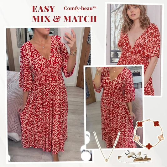 💞Rochie lungă imprimată casual cu decolteu în V
