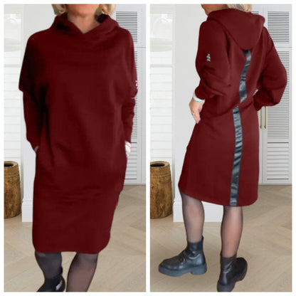 💕Rochie cu glugă și buzunare pentru femei, căptușită cu fleece