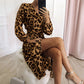 💕Rochie cu imprimeu leopard cu decolteu în V