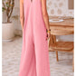 Femeii Casual V-neck fără mâneci Wide Leg Jumpsuit