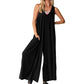 Femeii Casual V-neck fără mâneci Wide Leg Jumpsuit