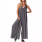 Femeii Casual V-neck fără mâneci Wide Leg Jumpsuit