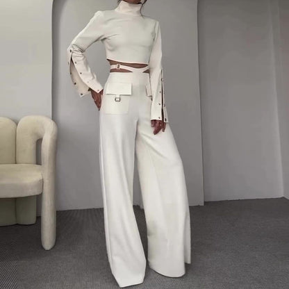 📦Crop Top & Pantaloni cu talie înaltă Set 2 piese